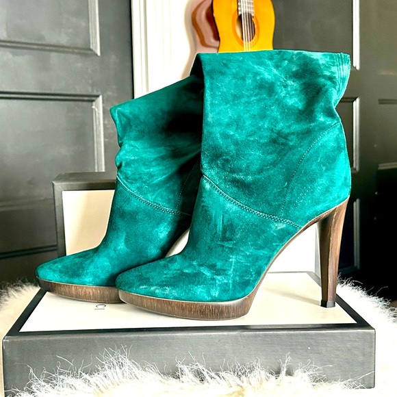 Tamara Mellon Suede New View Bohemian Green Boots - Picture 1 of 5